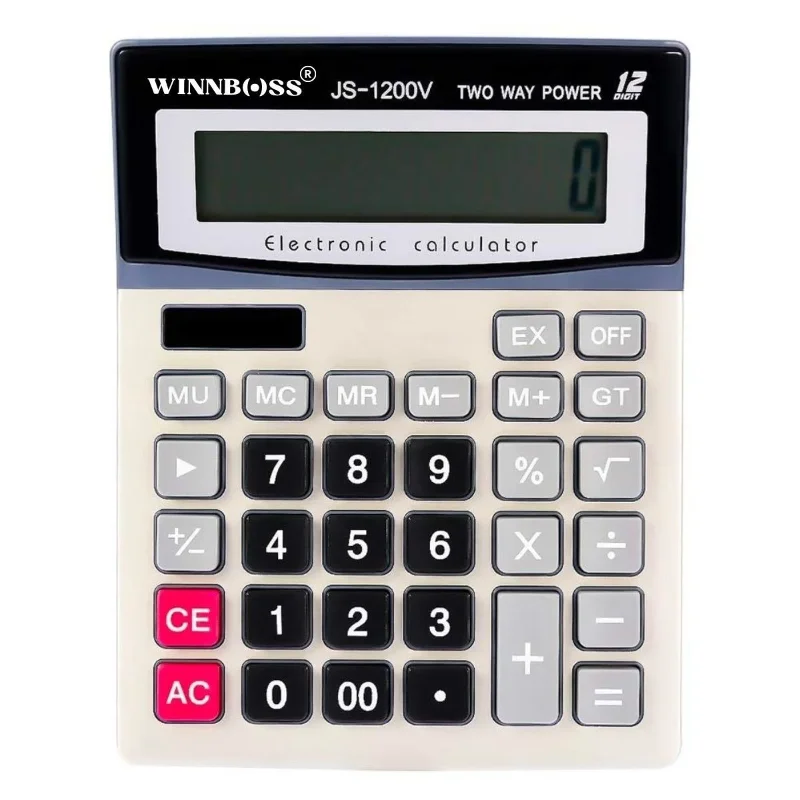 Ergonomik Büyük Düğmeli Pilli 12 Haneli LCD Hesap Makinesi
