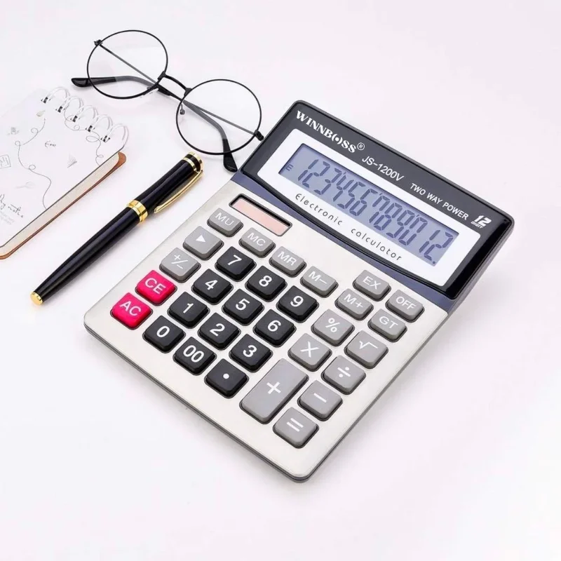 Ergonomik Büyük Düğmeli Pilli 12 Haneli LCD Hesap Makinesi – 2. görsel