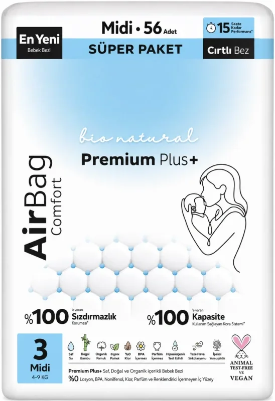 Konforlu Premium Plus Bebek Bezi 3 Beden 56 Adet