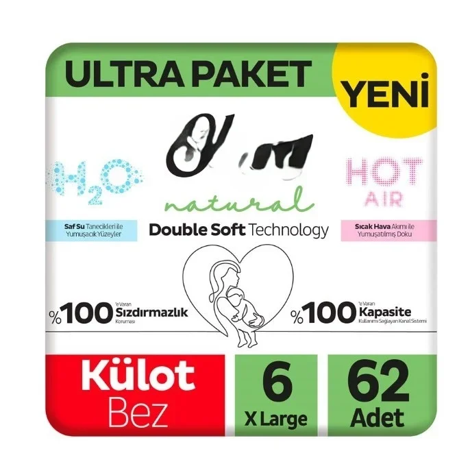Ultra Paket Natural Double Soft Külot Bez 62 Adet 6 Beden
