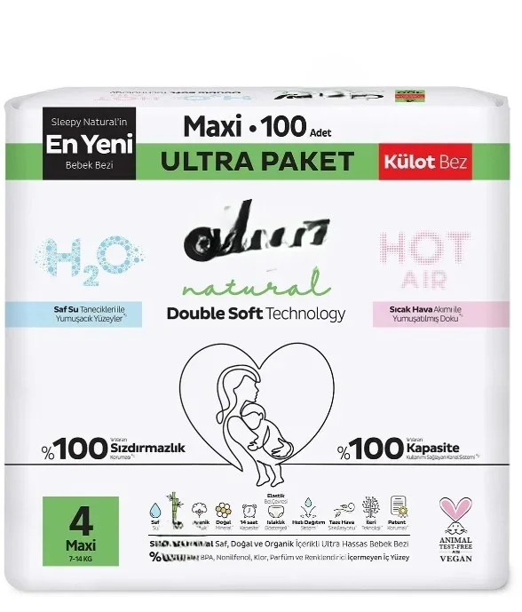 Ultra Paket Natural Double Soft Külot Bez 4 Beden 100 Adet