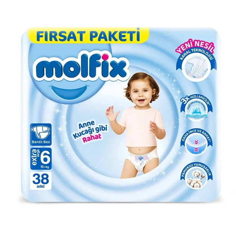 Fırsat Paketi Bebek Bezi 6 Beden 38 Adet 15+ Kg