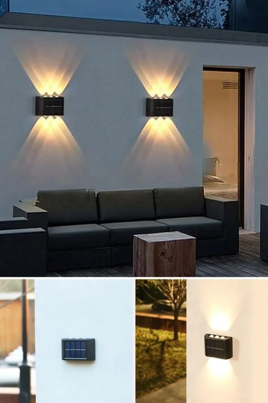 Ergonomik Dekoratif Duvar 6 Ledli Güneş Enerjili Aplik