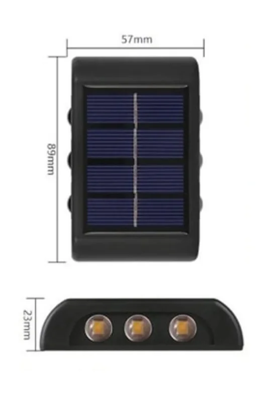 Ergonomik Dekoratif Duvar 6 Ledli Güneş Enerjili Aplik