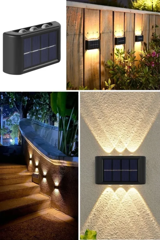 Ergonomik Dekoratif Duvar 6 Ledli Güneş Enerjili Aplik