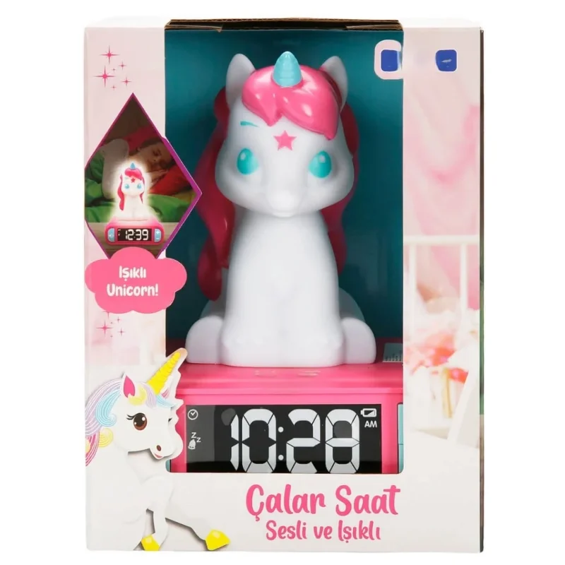 3D Unicorn Dijital Çalar Saat Sesli Işıklı 1 Adet