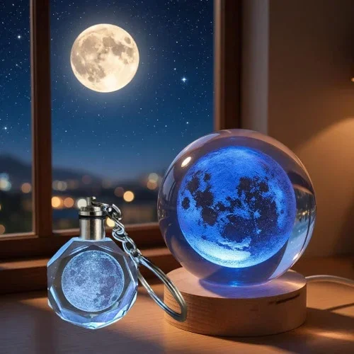 Renk Değiştiren Cam Küre Ve Anahtarlık Seti 6 Cm 1 Adet