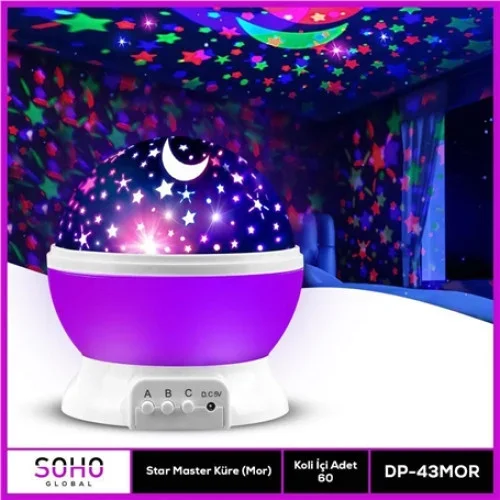 Dönerli Star Master Gece Lambası 360 Derece Projeksiyon