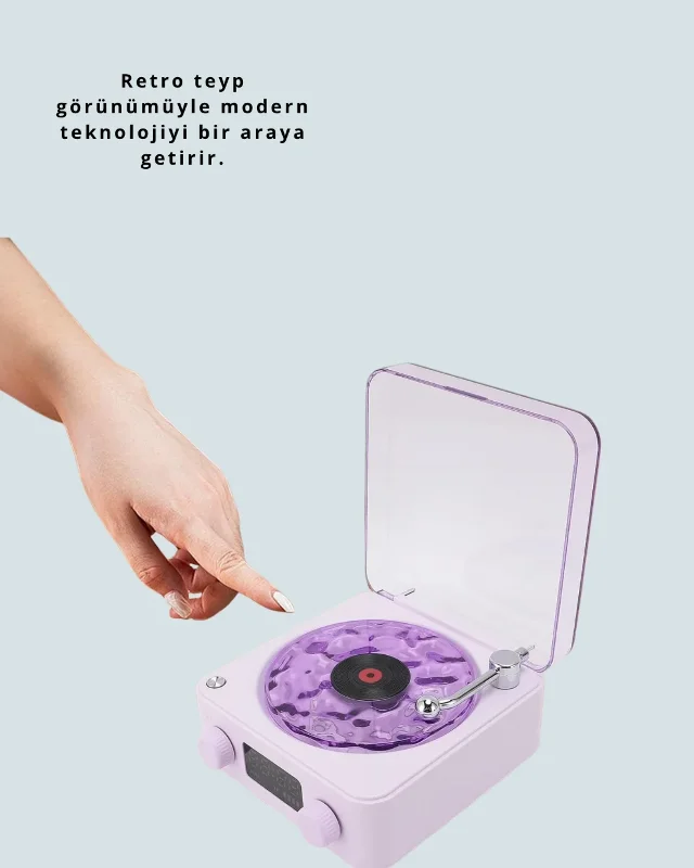 Retro Tasarımlı 360° Sesli Kablosuz Hoparlör Ve Projektör Işığı – 2. görsel