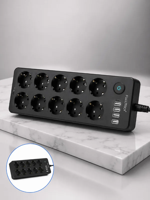 USB ve Type-C Şarj Özellikli 10'lu Çoklu Priz
