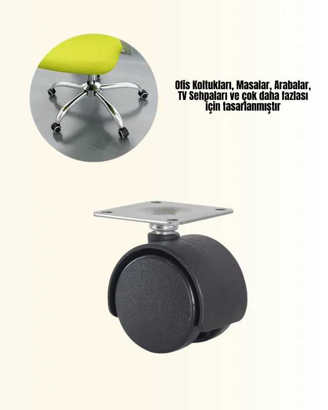 6 cm Kilitsiz Masa Ayağı Tekerleği 4’lü Set Çok Amaçlı