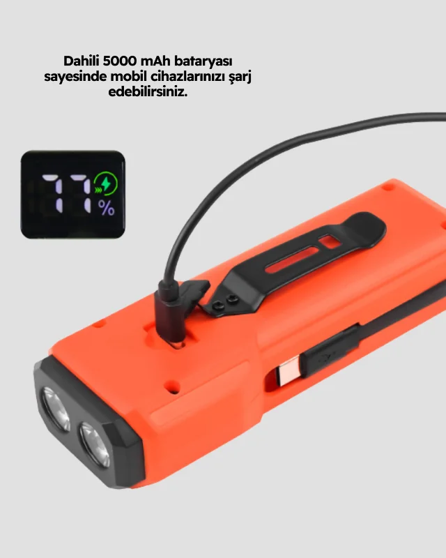 600 Lümen Bisiklet Ön Işık Powerbankli Çakar COB Led – 2. görsel