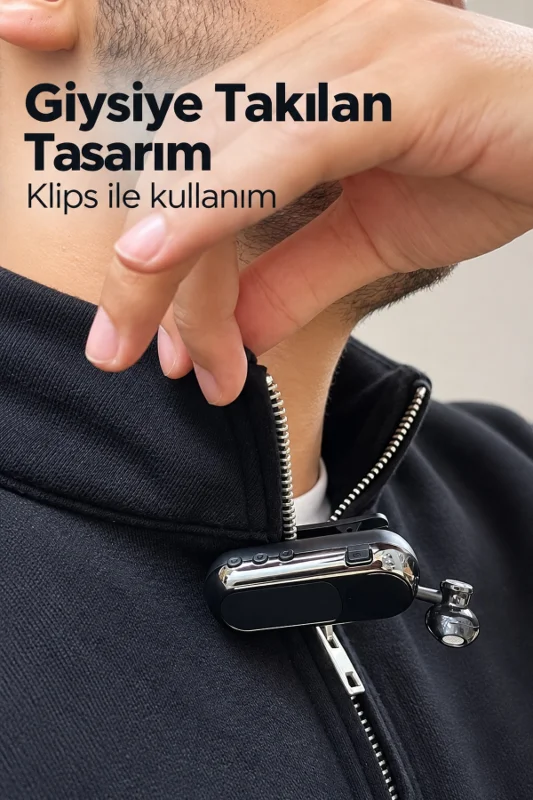 Yaka Klipsli Makaralı Bluetooth Tek Kulaklık