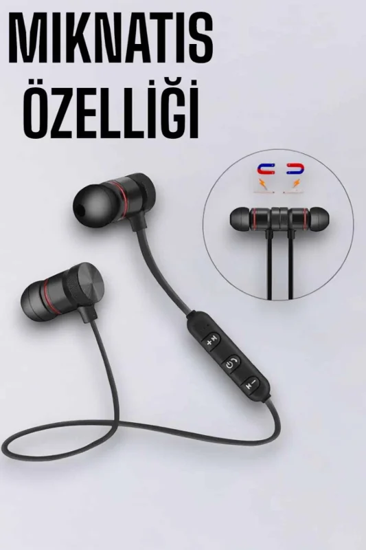Kablosuz Sport Mıknatıslı Mikrofonlu Kulak İçi Kulaklık