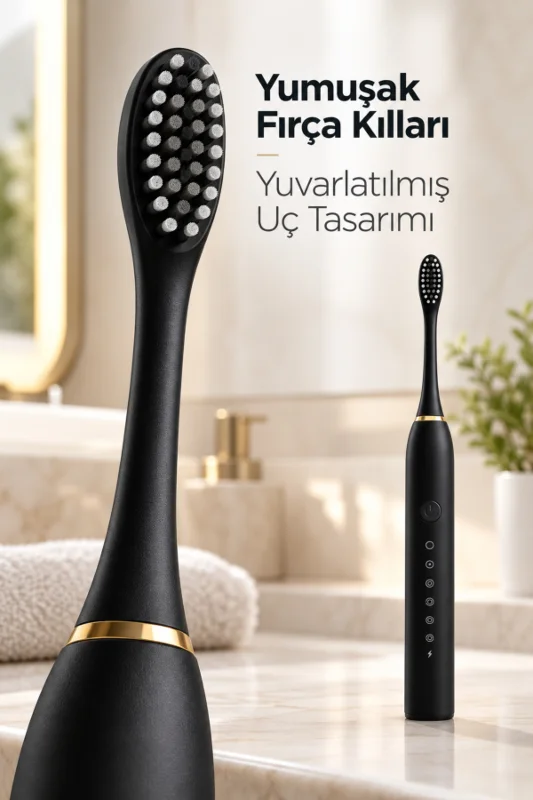 Siyah Şarjlı Elektrikli Diş Fırçası 6 Modlu