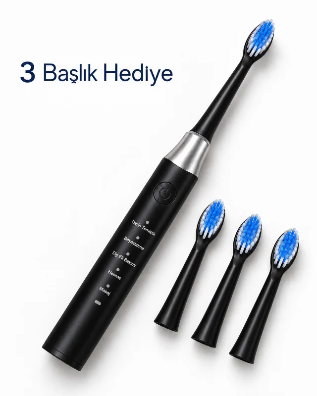 Siyah Elektrikli Diş Fırçası 3 Yedek Başlık Hediyeli – 4. görsel