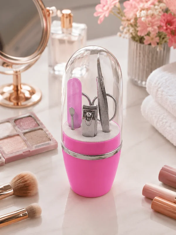 Pembe Manikür Pedikür Bakım Seti Cımbız Tırnak Makası Makas Törpü – 2. görsel