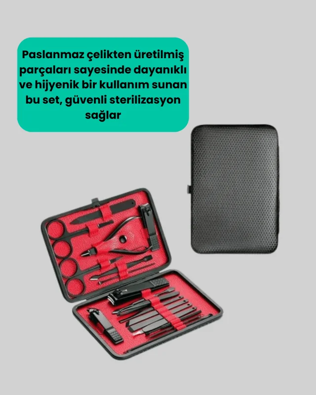 17 Parçalık Profesyonel Manikür Seti – Paslanmaz Çelik