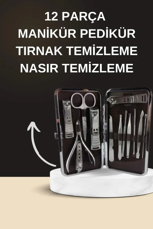 Elektrikli Manikür Pedikür Seti İkili Set 12 Parça Tırnak Bakımı Törpü Protez Çıkarma – 2. görsel