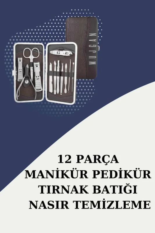 12 Parça Paslanmaz Çelik Kompakt ve Taşınabilir Manikür Makası Tırnak Makası – 2. görsel