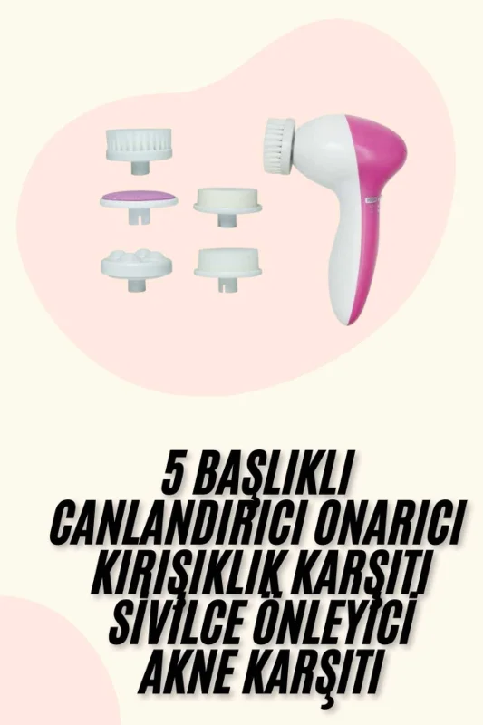 5 Başlıklı Titreşimli Cilt Temizleme Seti Canlandırıcı ve Onarıcı – 2. görsel