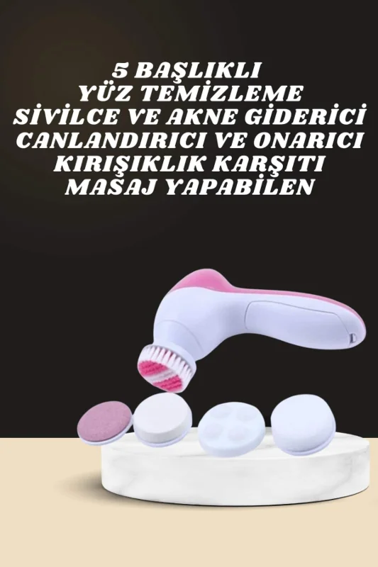 İkili Cilt Bakım Seti 5 Başlıklı Yüz Temizleme ve Masaj Aleti Canlandırıcı ve Onarıcı – 2. görsel