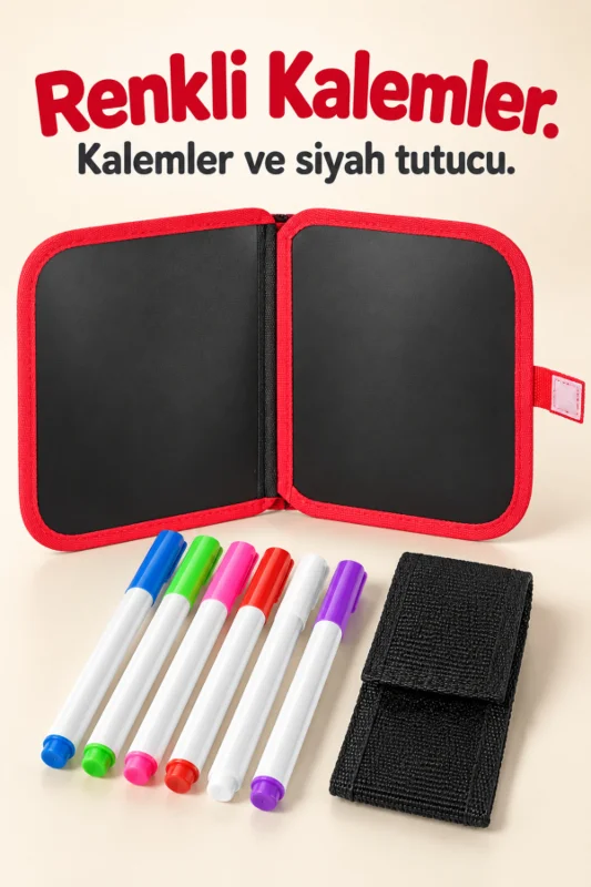 Renkli Kalemli Siyah Sayfalı Desenli Çizim Kitabı