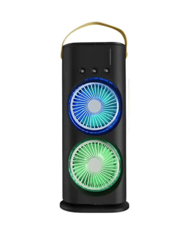 Çift Başlıklı Taşınabilir Fan RGB Işıklı Sprey Nemlendiricili Masaüstü Serinletici Fan – 3. görsel