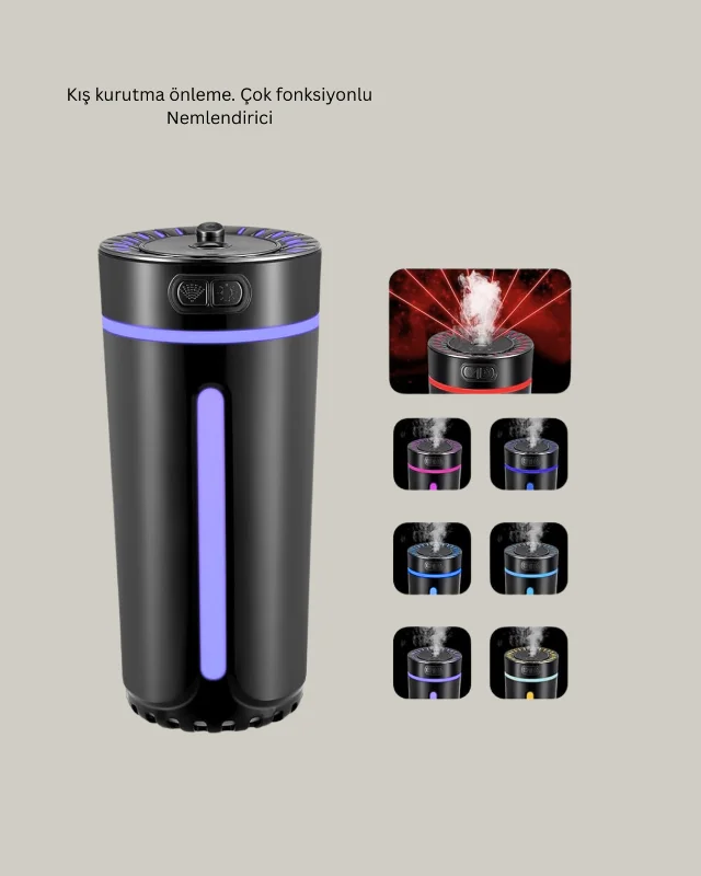 LED Işıklı Aromaterapi Hava Nemlendirici Ultrasonik Sessiz Nem Ayarı – 2. görsel