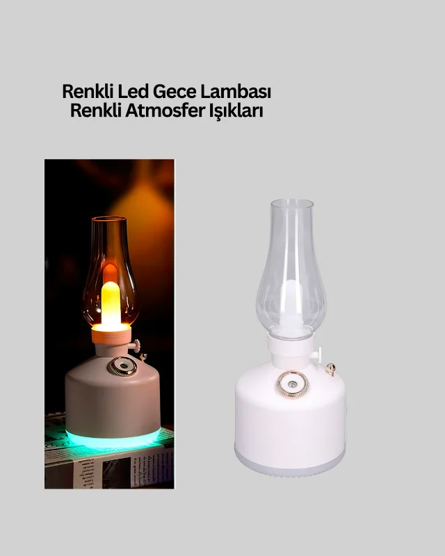 Retro Gaz Lambası Görünümlü Ledli Buhar Püskürtücü Aroma Difüzör – 3. görsel