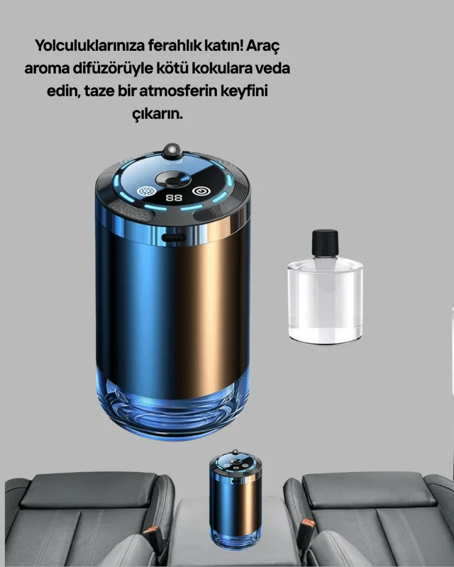 Araç İçi Difüzör Nemlendirici ve Aromaterapi Özellikli