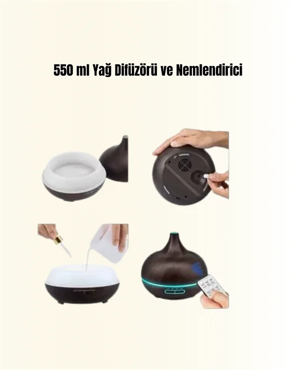 550 ml Ultrasonik Yağ Difüzörü ve Soğuk Buhar Nemlendirici – 3. görsel
