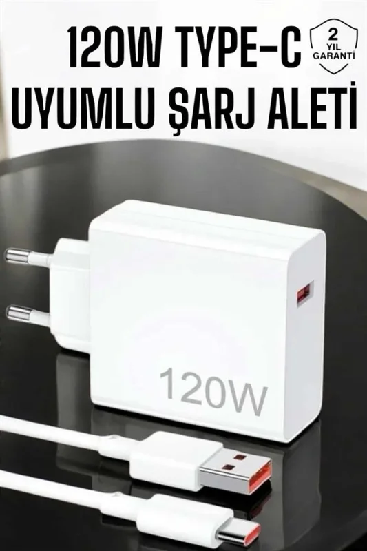 Turbo Hızlı Şarj Aleti 120w Type-c Uyumlu Seyahat İçin
