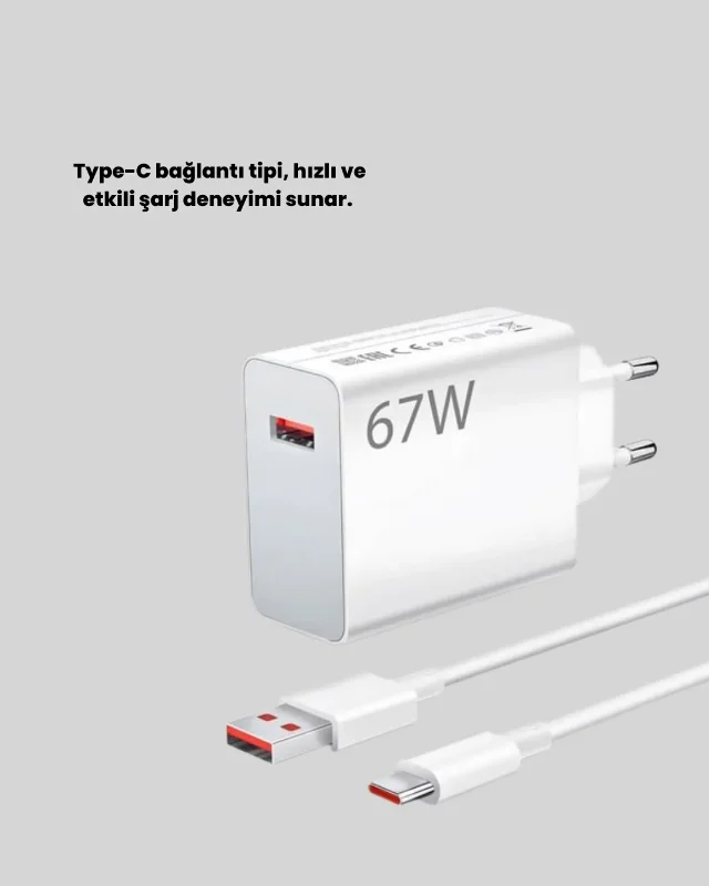 Turbo Hızlı Şarj Adaptörü 67 Watt Type-c Xiaomi Uyumlu
