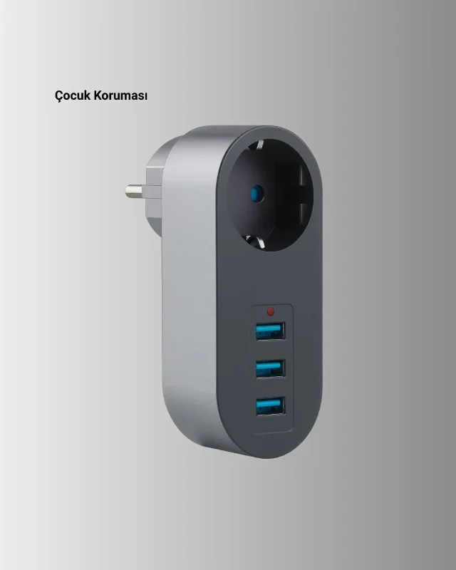 Termal Korumalı Usb Priz 3'lü Hızlı Şarj Çocuk Güvenliği – 2. görsel