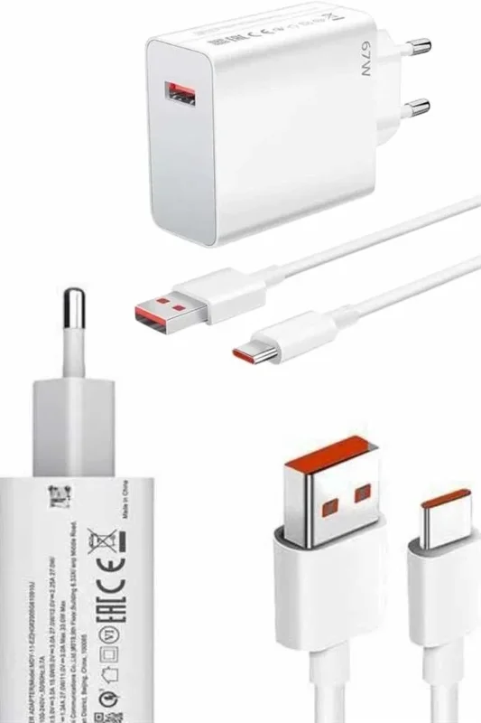Turbo Hızlı Şarj Adaptörü Kablo Seti 67w Beyaz