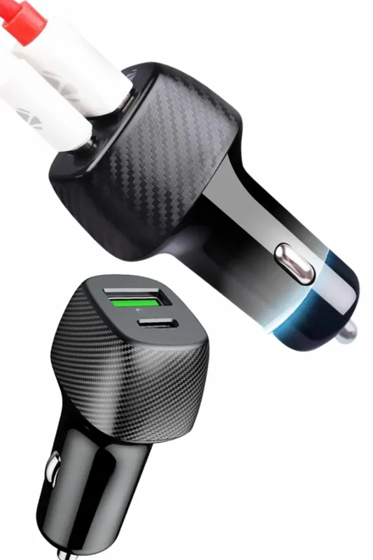 Hızlı Şarj Cihazı 38w Type-c Ve Usb Girişli Araç İçi
