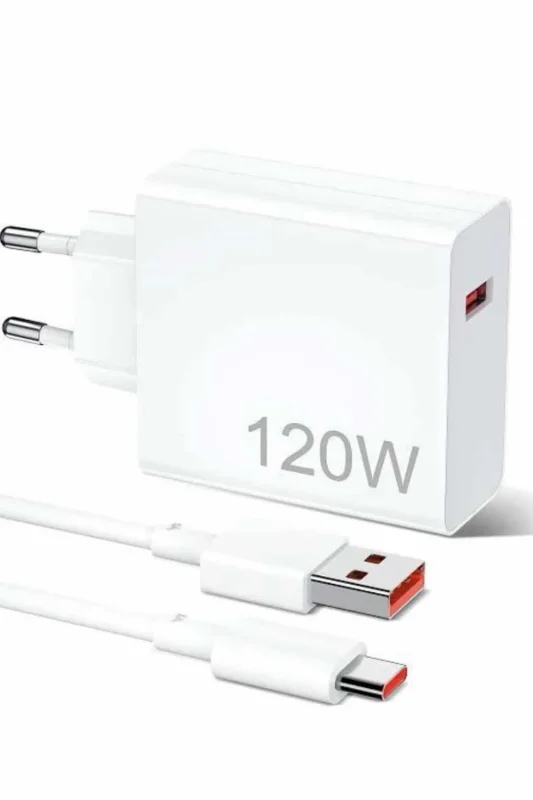 Hızlı Çift Turbo Şarj Aleti 120w Usb-c Seti Beyaz