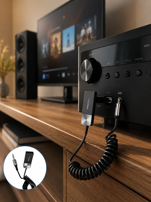 Bluetooth Aux Adaptörü 1 Adet Araç Ve Ev Ses Sistemleri İçin