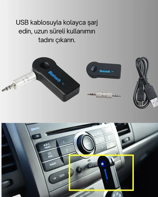 Kablosuz Bluetooth Aux Adaptörü İle Müzik Ve Telefon Görüşmesi