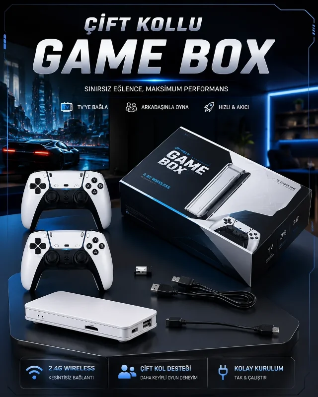 Retro Oyun Konsolu 4k Hd 20.000 Oyunlu Kablosuz İki Kolu