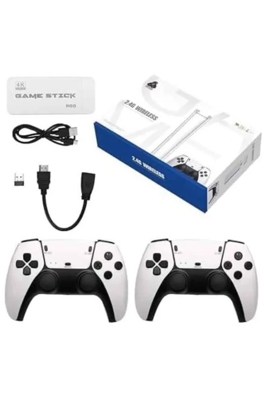 Beyaz Retro Game Stick 4k Hd 20000 Oyunlu Çift Kollu Konsol