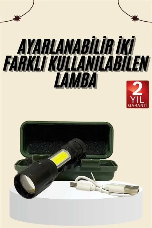 Kompakt Şarjlı El Feneri Usb Uyumlu 250 Lümen