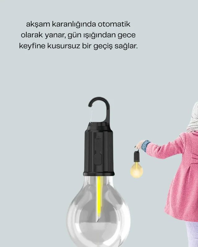 Kamp Işığı C Tipi Usb Şarjlı Asma Kanca İle