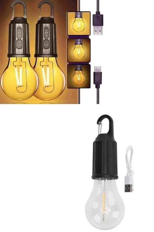 Şarjlı Led'li Kamp Lambası 3 Mod Taşınabilir Ampul