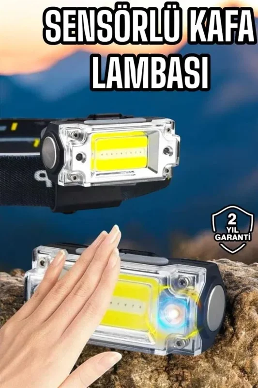 Sensörlü Beyaz Led Kafa Lambası 215 Lumen Şarjlı El Feneri