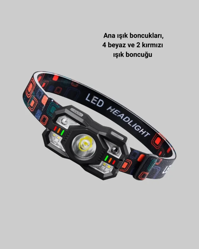 Hareket Sensörlü Şarjlı Led Far 5 Modlu Outdoor Kullanım