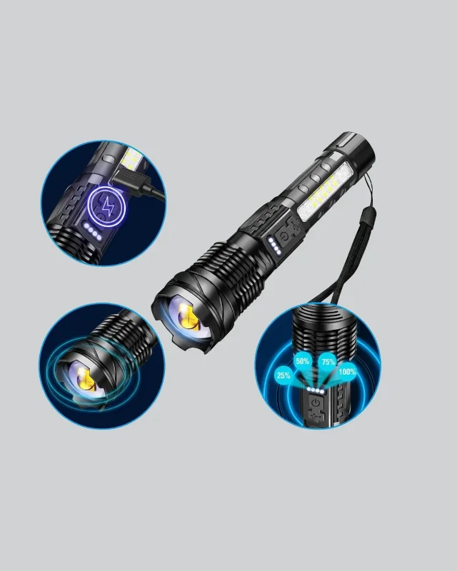 Şarjlı Çok Modlu Led El Feneri 300 Lumen Kamp İçin