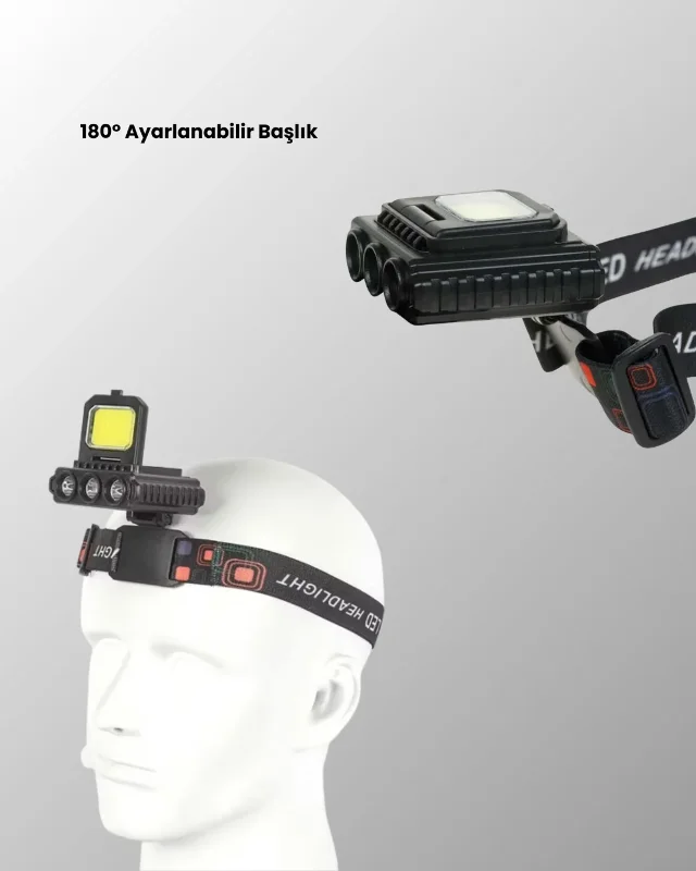 Fonksiyonel Led Kafa Lambası 800 Lumen Type C Şarjlı
