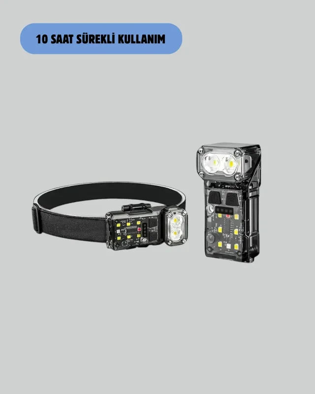 Fonksiyonel Şarjlı Led Kafa Lambası Manyetik Klipsli
